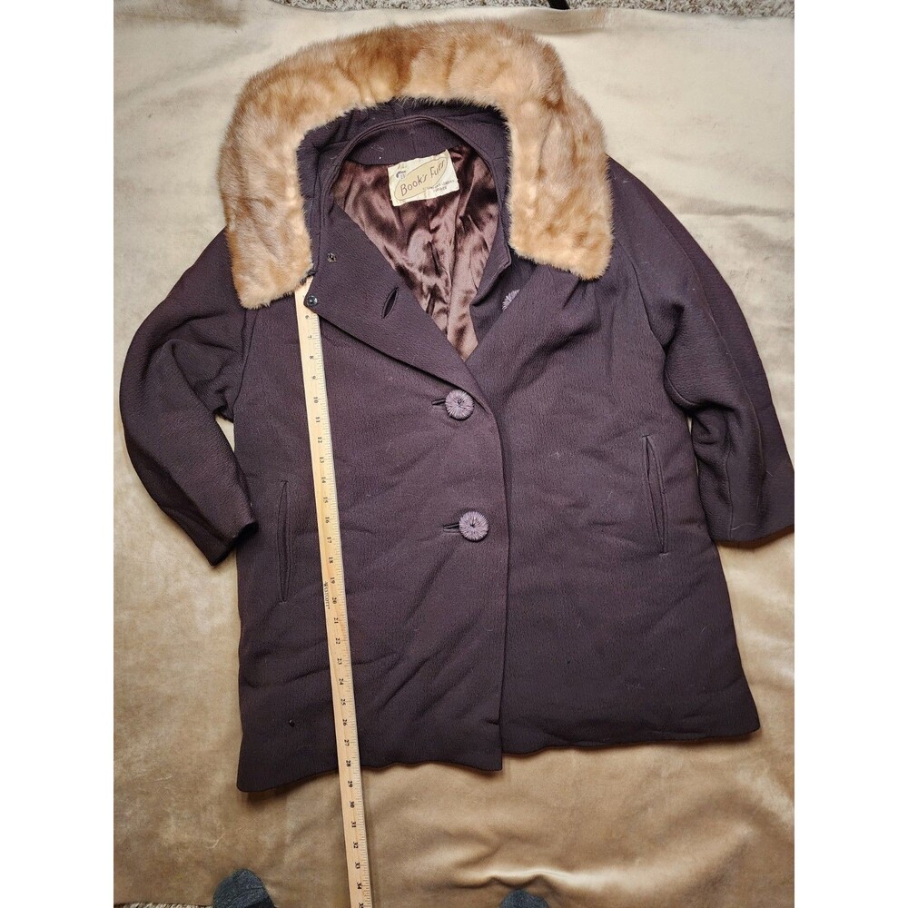 Book's Furs Vintage Brown Coat with Fur Collar Women's